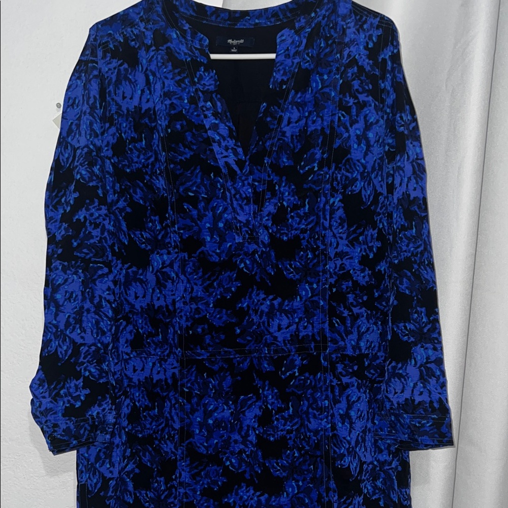 Madewell Vibrant Blue and Black Patterned Top